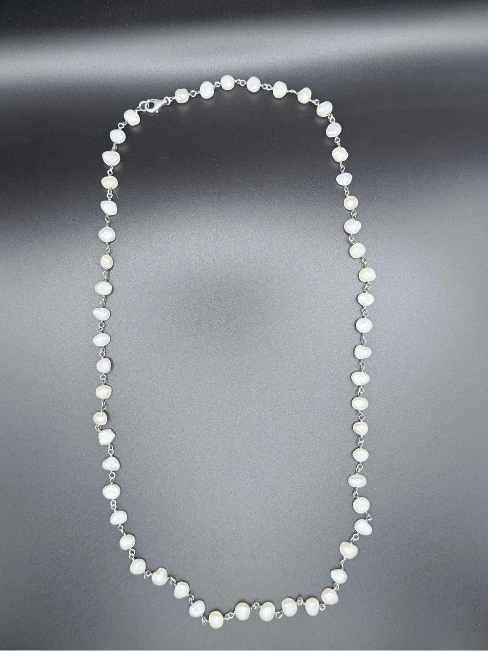 Vintage Silpada Sterling Silver Baroque Freshwater Pearl 30" Necklace
